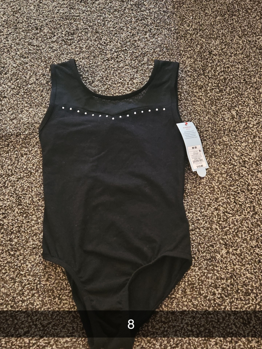 Girls Black Rhinestone Tank One-Piece